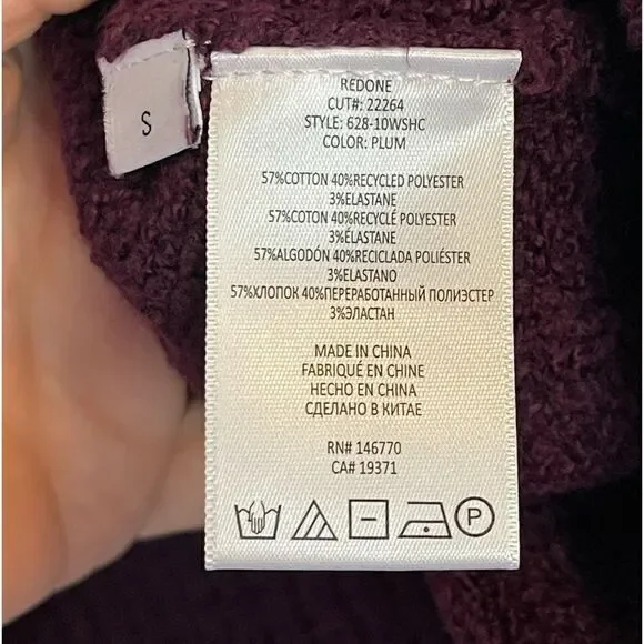 Re/Done 60’s shrunken fitted sweater in plum NWT. S - Picture 4 of 7